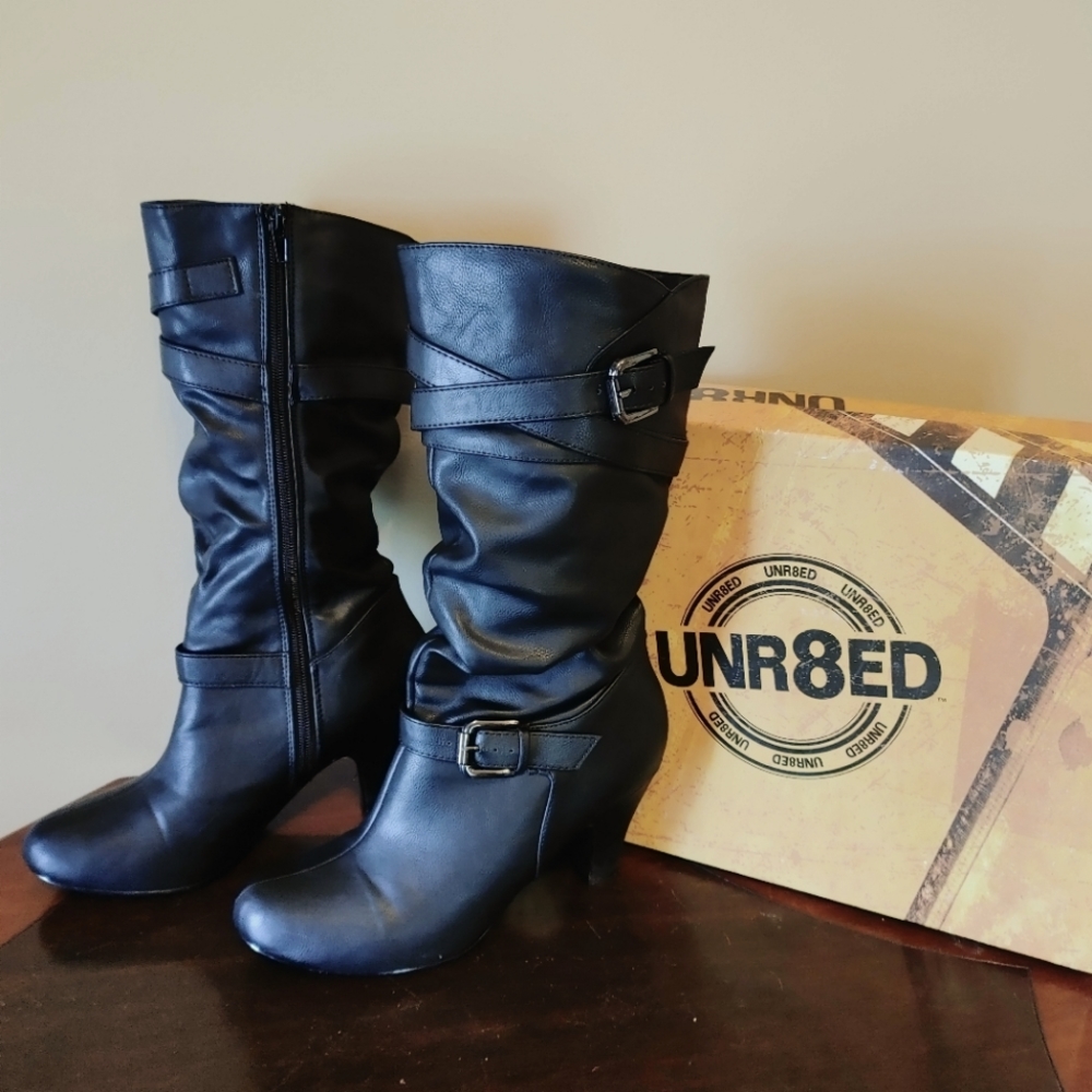 UNR8ED Black Laney Heeled Ladies Boots